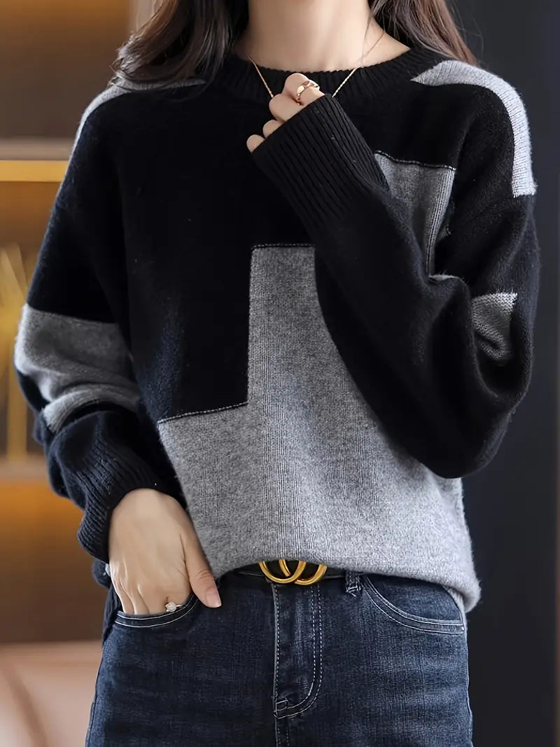 Gala - Pulover Elegant Cu Mâneci Lungi și Model Geometric