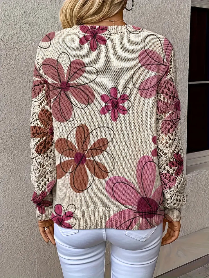 Marzena - Pulover Elegant Cu Mâneci Lungi și Imprimeu Floral