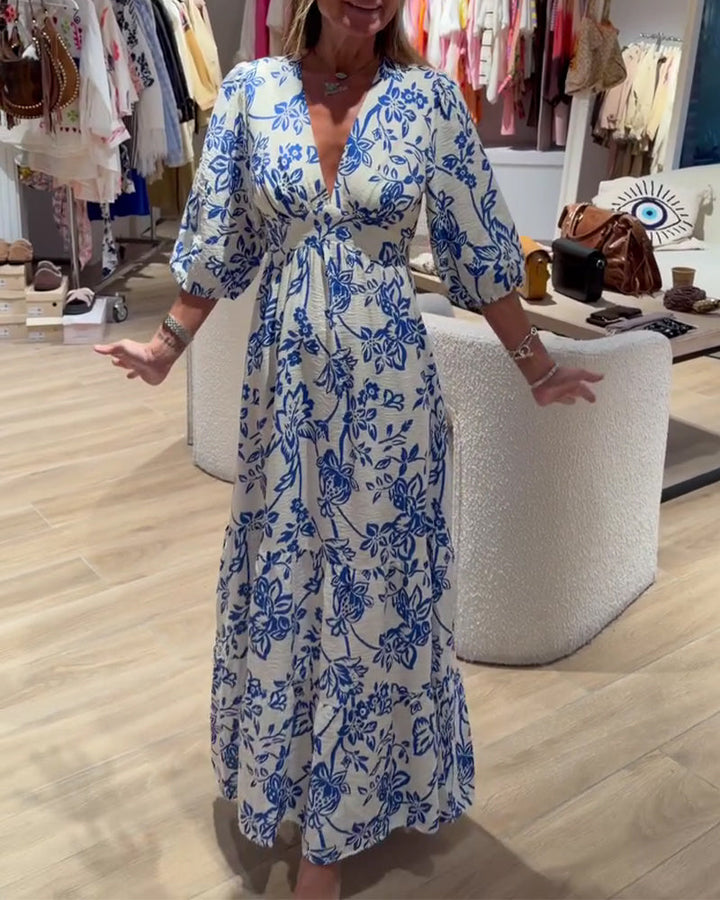 Lyssia – Rochie Lungă Elegantă Cu Imprimeu Floral