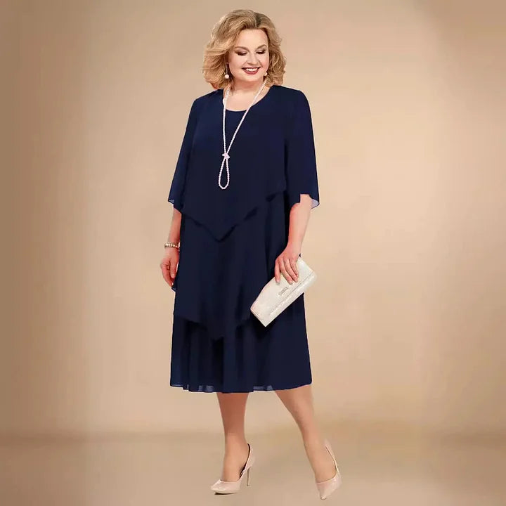 Leva - Rochie Elegantă Din șifon Cu Straturi Neregulate