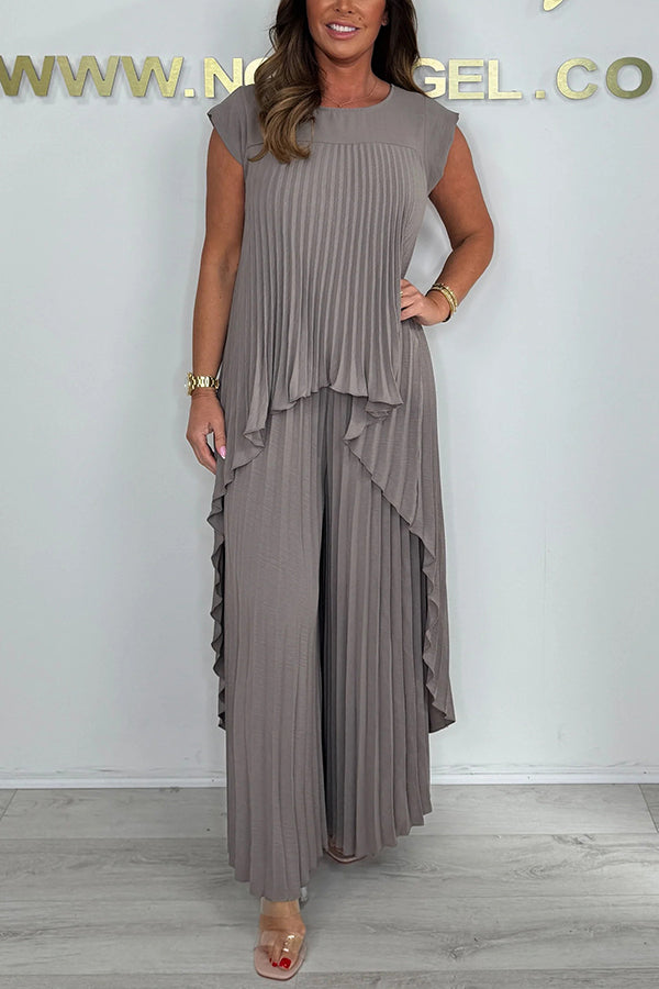 Blithe – Top Midi Plisat Si Pantaloni Largi