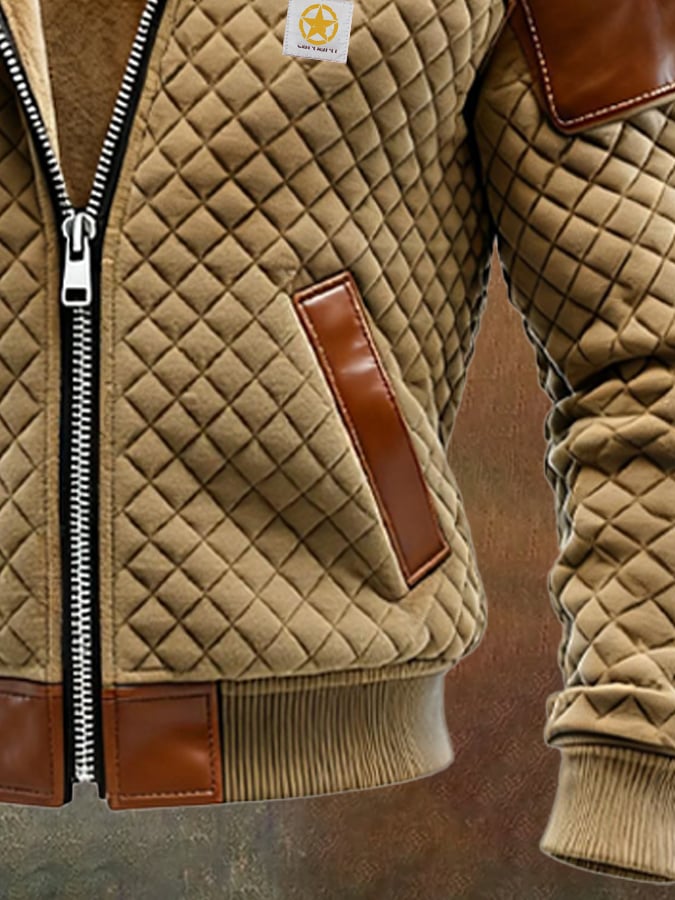 Richardson - Jacheta Din Piele Pentru Exterior cu Model în Carouri Diamantate