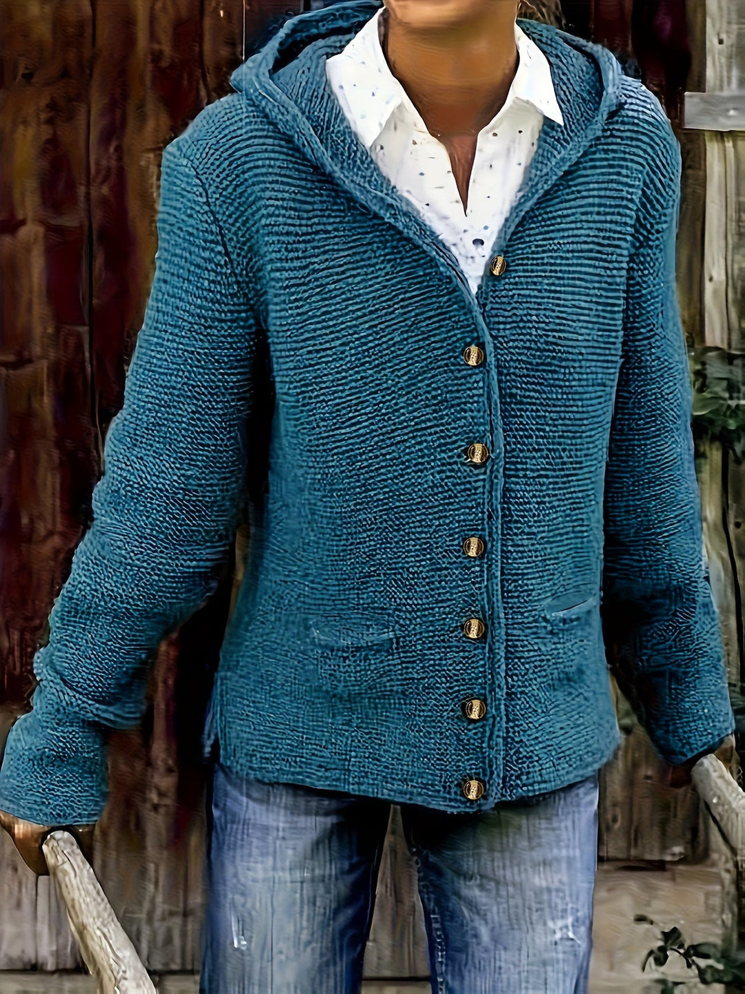 Jadia - Cardigan Tricotat Cu Mânecă Lungă