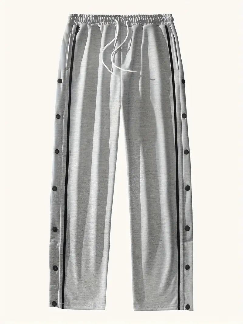 Mendis - Pantaloni Sport Casual Cu Rroi Drept și Nasturi Cu Capsă