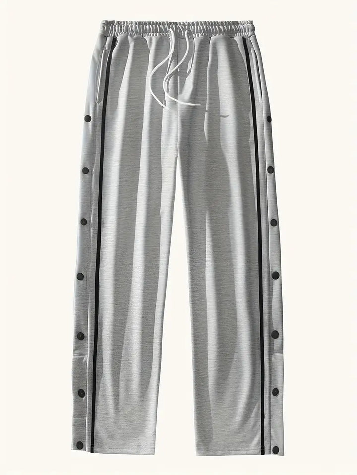 Mendis - Pantaloni Sport Casual Cu Rroi Drept și Nasturi Cu Capsă