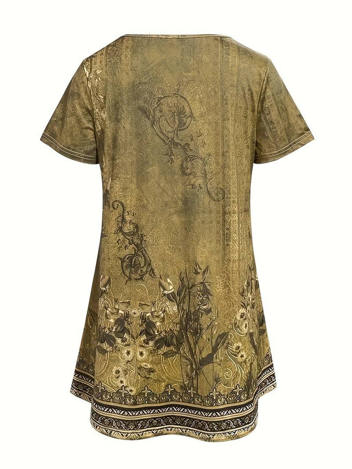 Abhishani - Tricou cu Croi larg și Imprimeu Floral