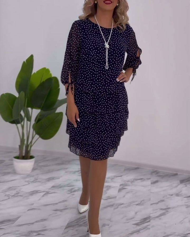 Eralyn - Rochie Cu Volane Si Mâneci Cu Decupaj Si Fundă