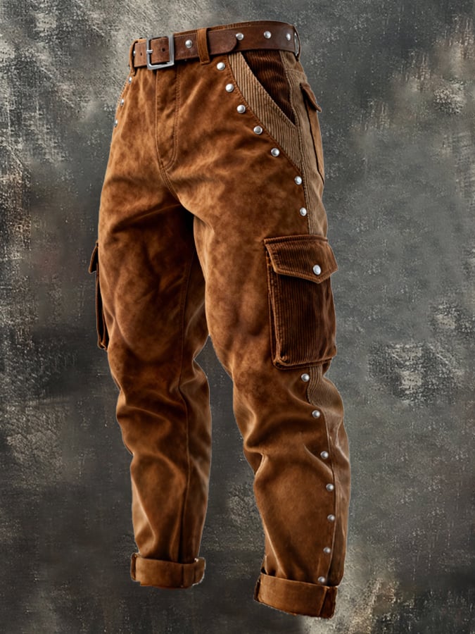 Curran - Pantaloni Vintage Pentru Aventuri în Aer Liber Din Velur Cu Cusături și Ciucuri