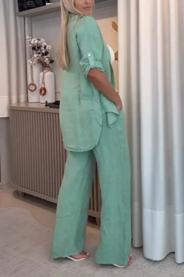 Methme - Costum casual din Două Piese, cu un Singur Rând de Nasturi