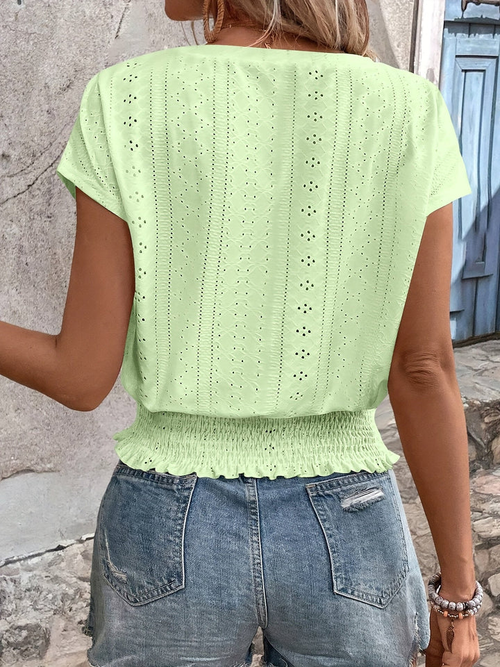 Delores - Tricou Elegant Cu Decolteu în V și Liliac