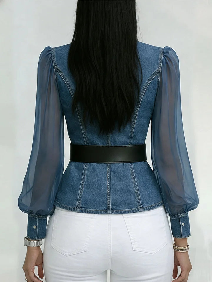 Thakshila - Bluză Din Denim cu Croială Structurată