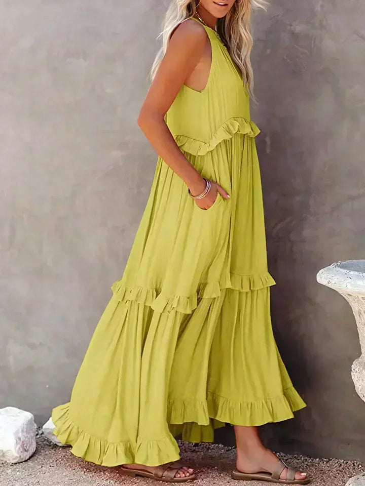 Hayley - Rochie Elegantă Fără Mâneci Cu Volane