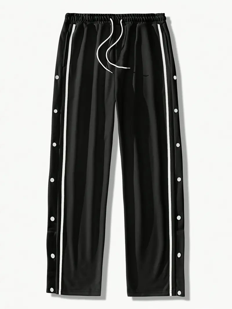 Mendis - Pantaloni Sport Casual Cu Rroi Drept și Nasturi Cu Capsă