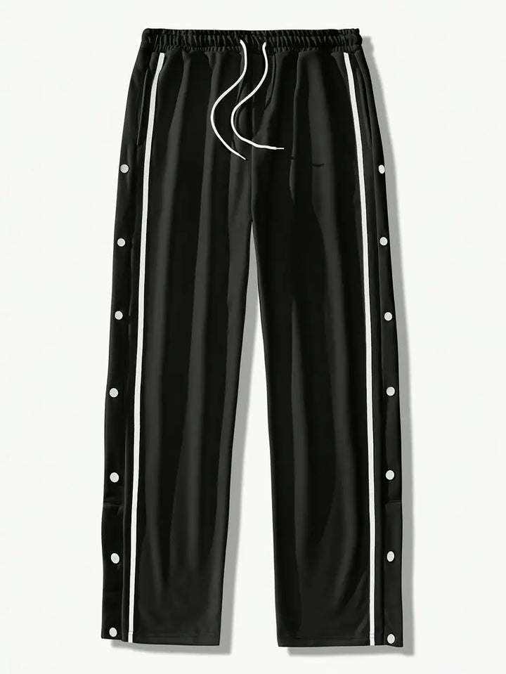 Mendis - Pantaloni Sport Casual Cu Rroi Drept și Nasturi Cu Capsă