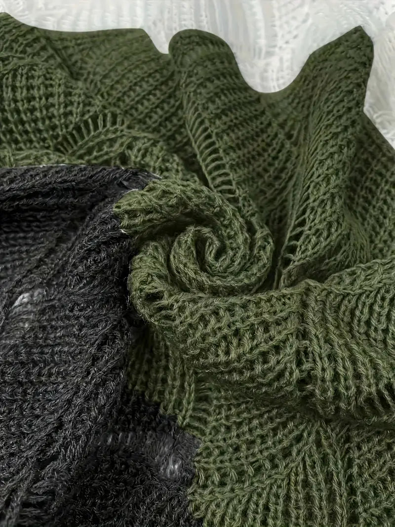 Renilda - Pulover Elegant Din Tricot Cu Decolteu în V