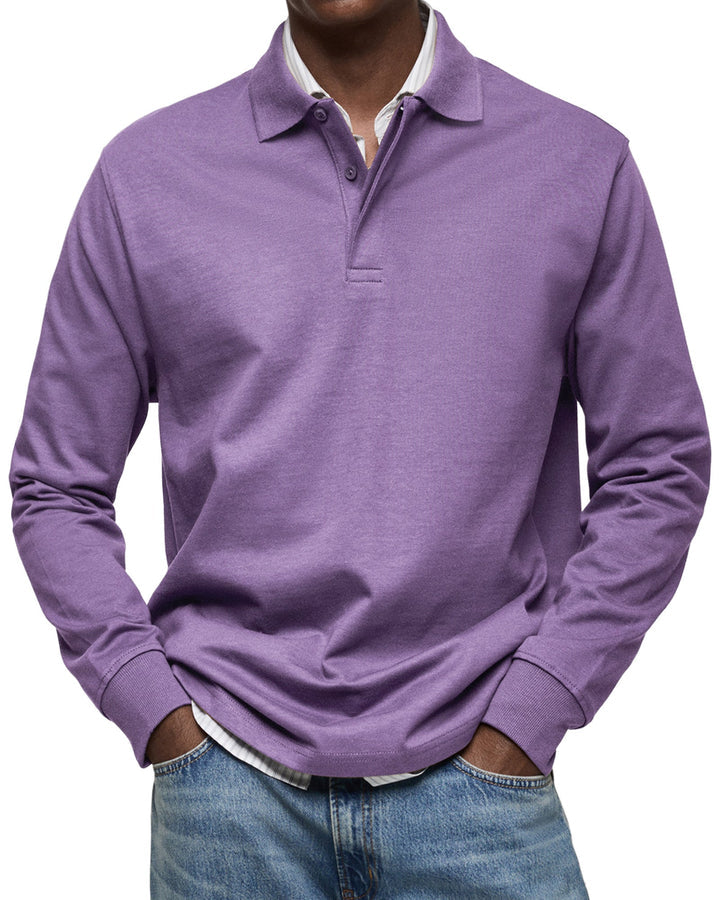 Elhanan - Tricou Polo Elegant cu Mânecă Lungă
