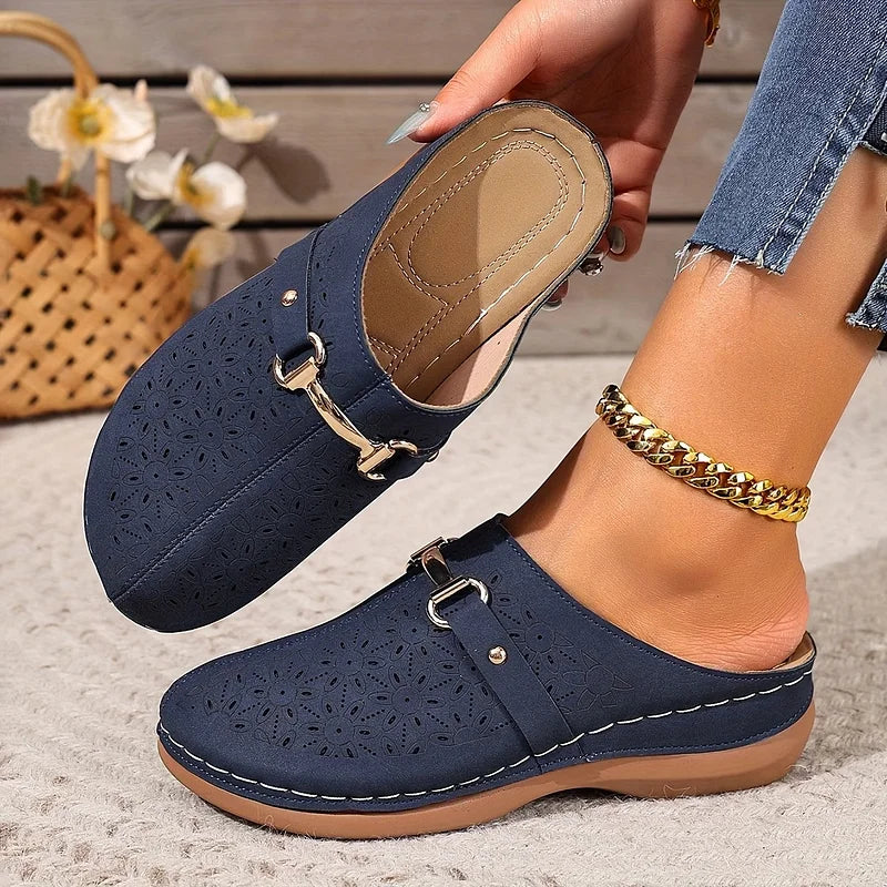 Hailen - Mule Casual Cu Imprimeu Florale Fără Sireturi
