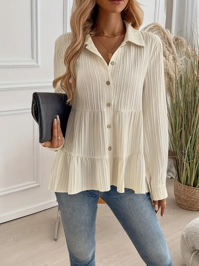 Majlinda - Cămașă Elegantă Cu Mâneci Lungi și Nasturi