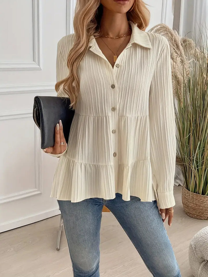 Majlinda - Cămașă Elegantă Cu Mâneci Lungi și Nasturi