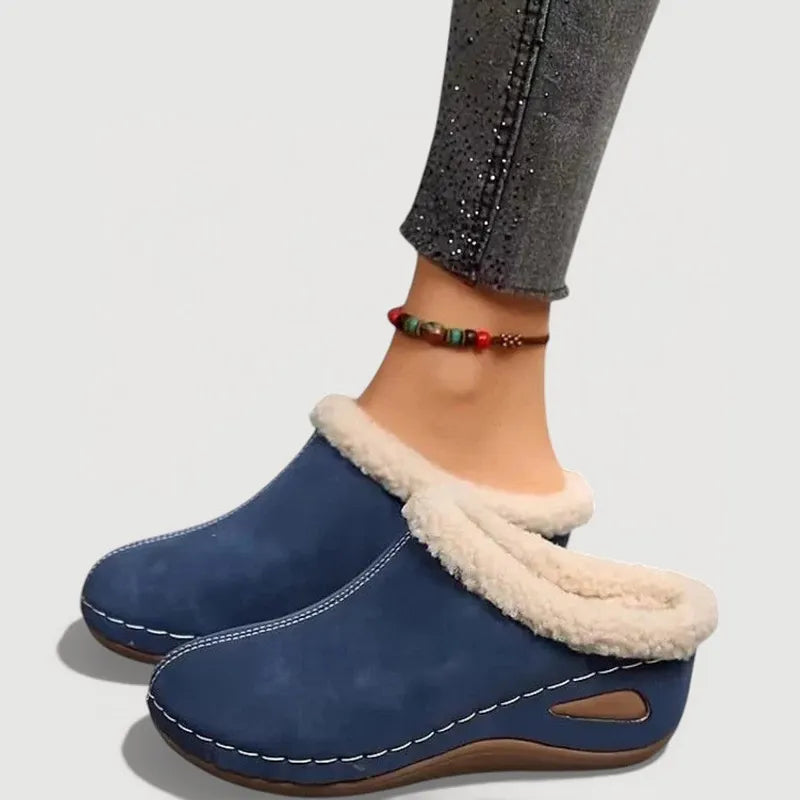 Achly - Papuci cu Platformă Din Denim cu Blană
