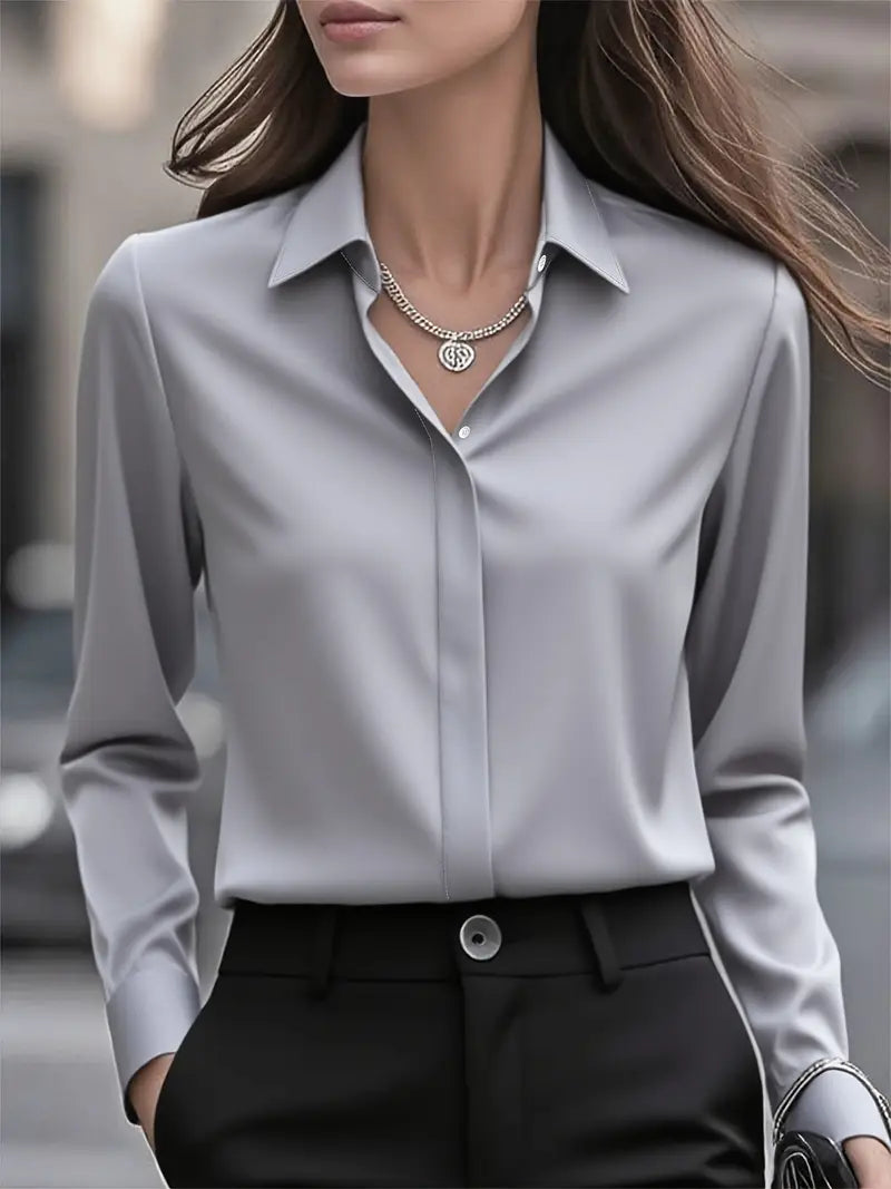 Amiliana - Cămașă Elegantă Cu Mâneci Lungi Si Nasturi