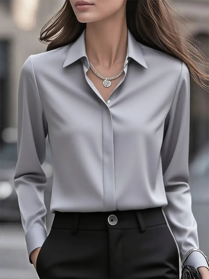 Amiliana - Cămașă Elegantă Cu Mâneci Lungi Si Nasturi