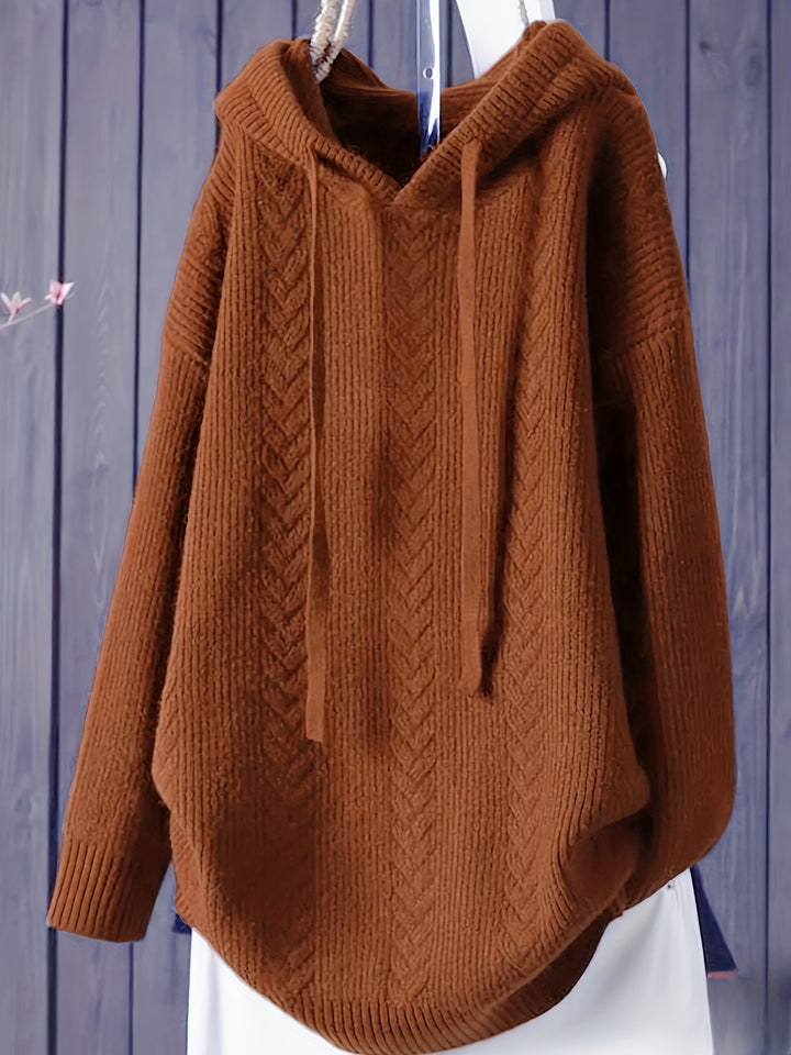 Genivee - Hanorac Casual Cu Tricotat Mâneci Lungi și Glugă