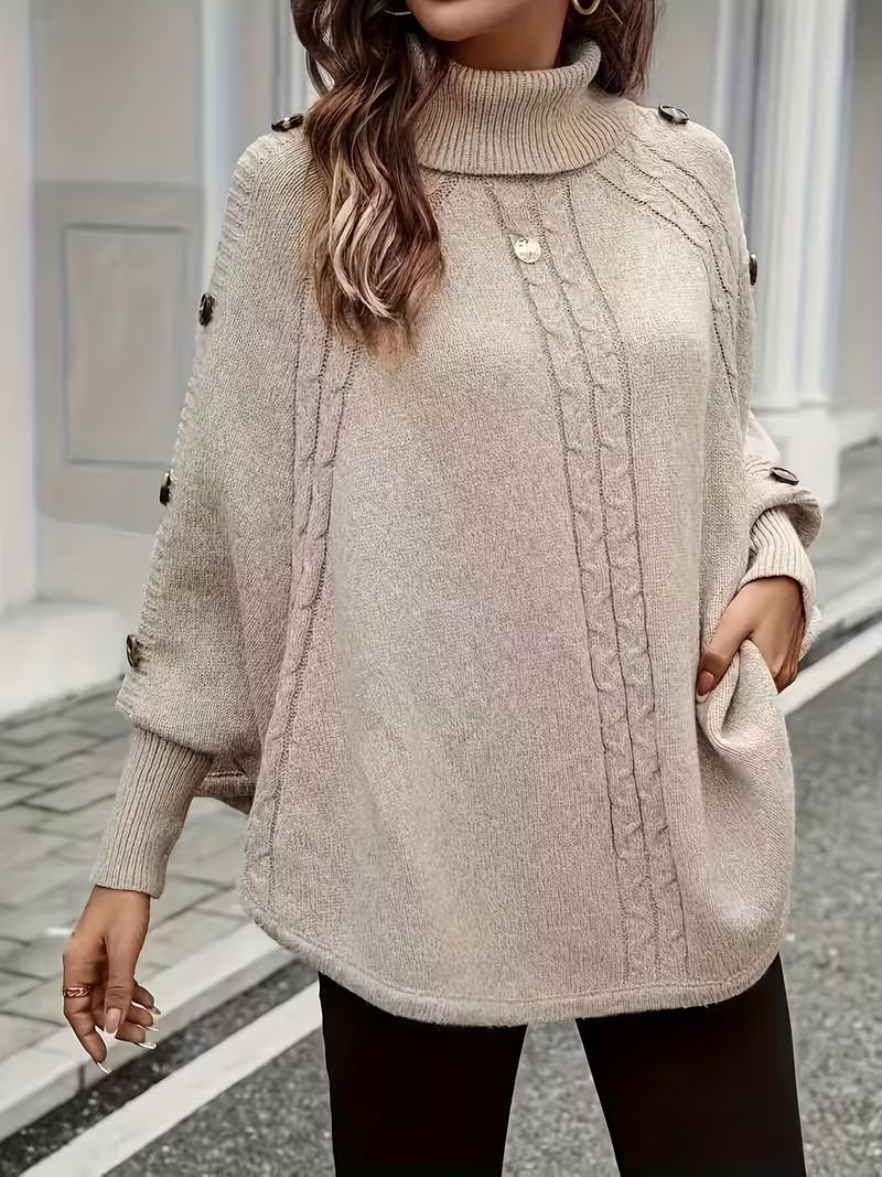 Lolana - Pulover Cu Guler înalt și Stil Răsucit