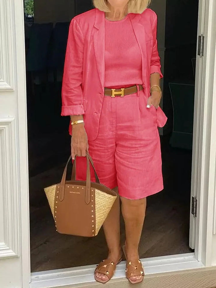 Leontina - Setează Blazer Casual Si Pantaloni Scurți