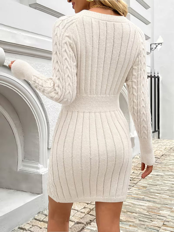Lilona – Rochie-Pulover Mulată, Cu Model Tricotat În Stil „Cable”
