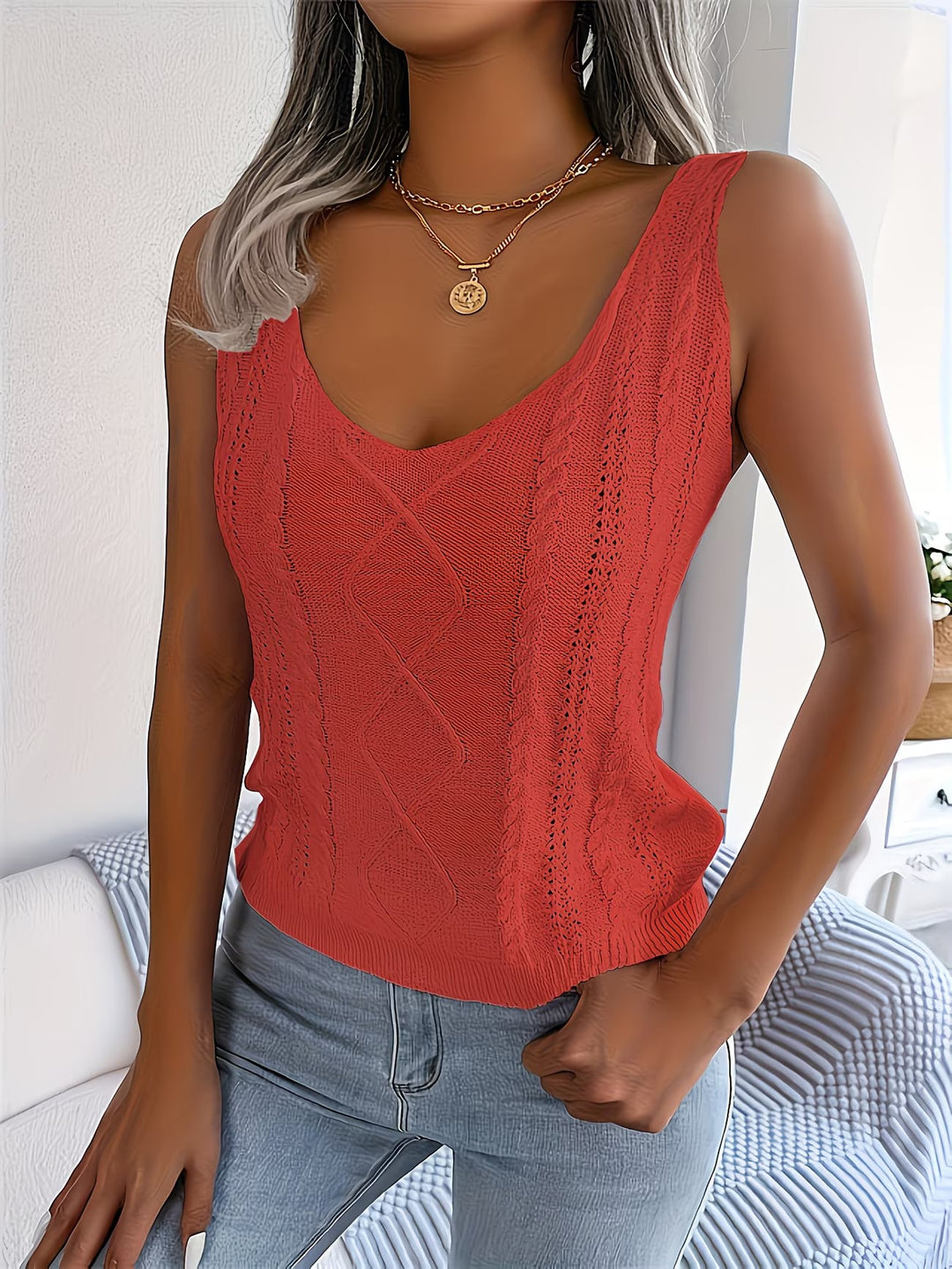 Nayla – Tricou Fără Mâneci, Tricotat
