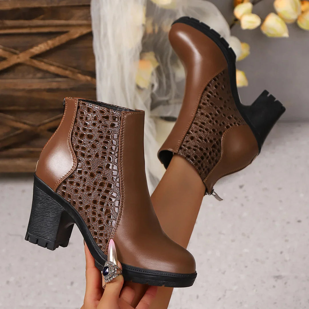 Noy - Pantofi Din Piele Cu Toc Gros