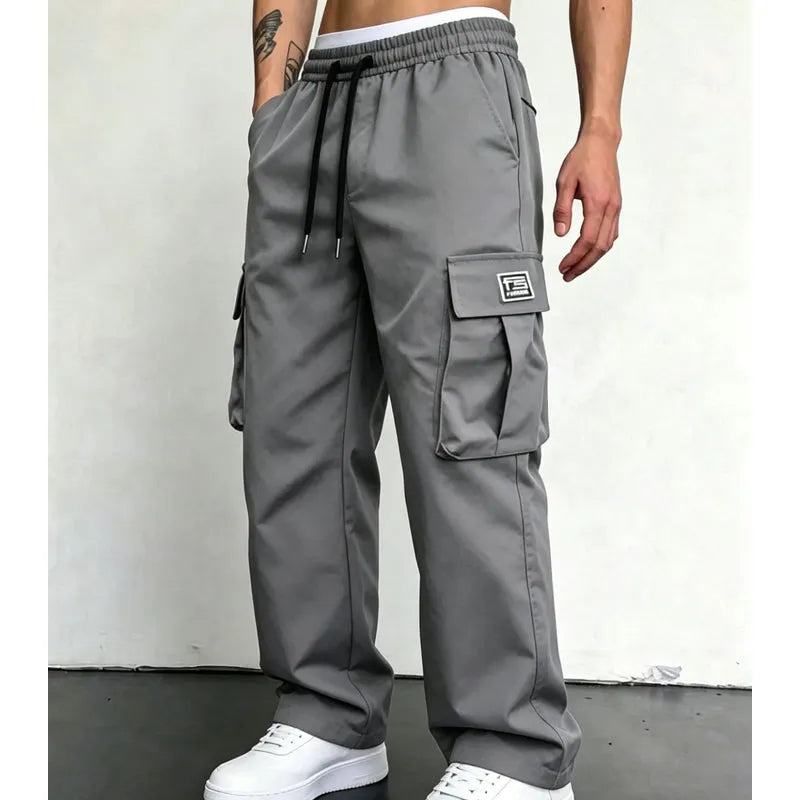 Nesham - Pantaloni Cargo cu Cordon la Talie și Buzunare
