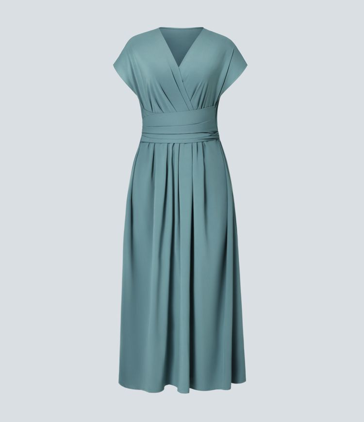 Wilhelmine - Rochie Elegantă Cu Talie Inaltă Si Croi Infășurat