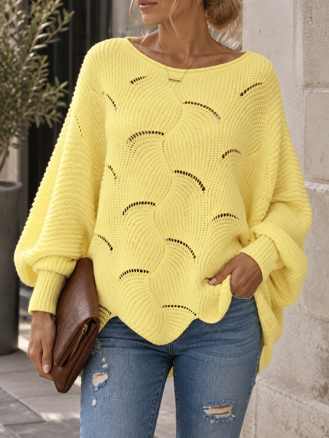 Zeyna - Pulover Din Tricot cu Mâneci Lungi