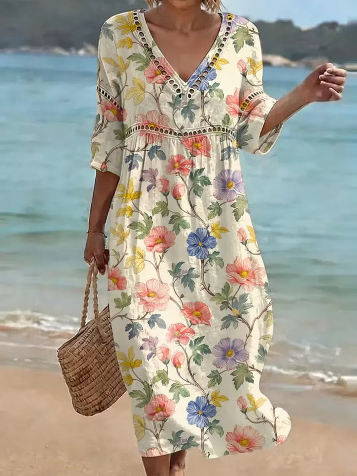 Nona – Rochie Din Bumbac Și in Cu Imprimeu Floral
