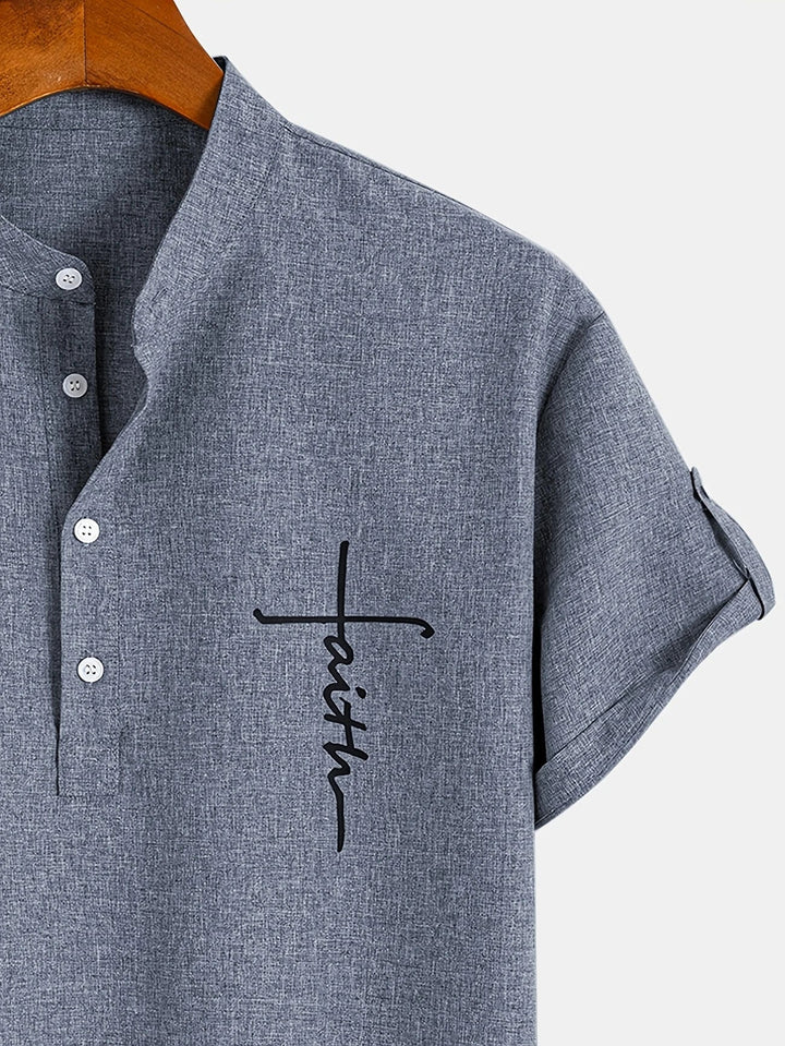 Elliott - Cămașă Elegantă Cu Mâneci Scurte și Guler înalt