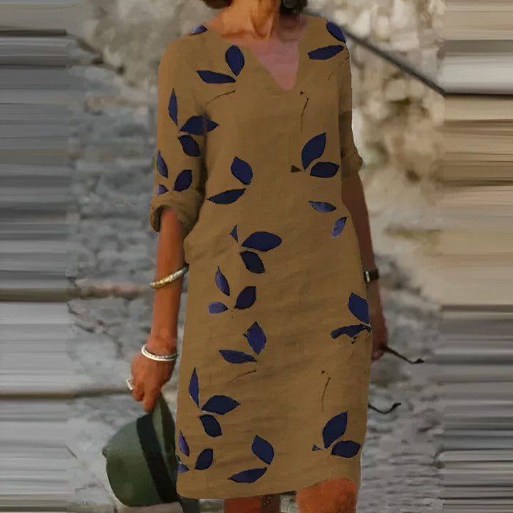 Zadie - Rochie De Vară Cu Imprimeu Frumos Cu Frunze