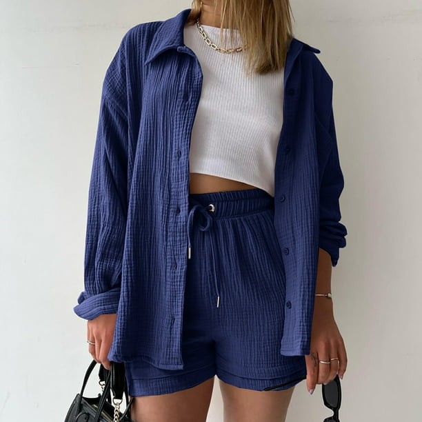 Katelyn - Set din Două Piese, Cămașă și Pantaloni Scurți din Bumbac