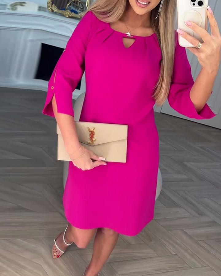 Kamelia - Rochie Mini Cu Mâneci Cu Decupaj In Formă De Cheie