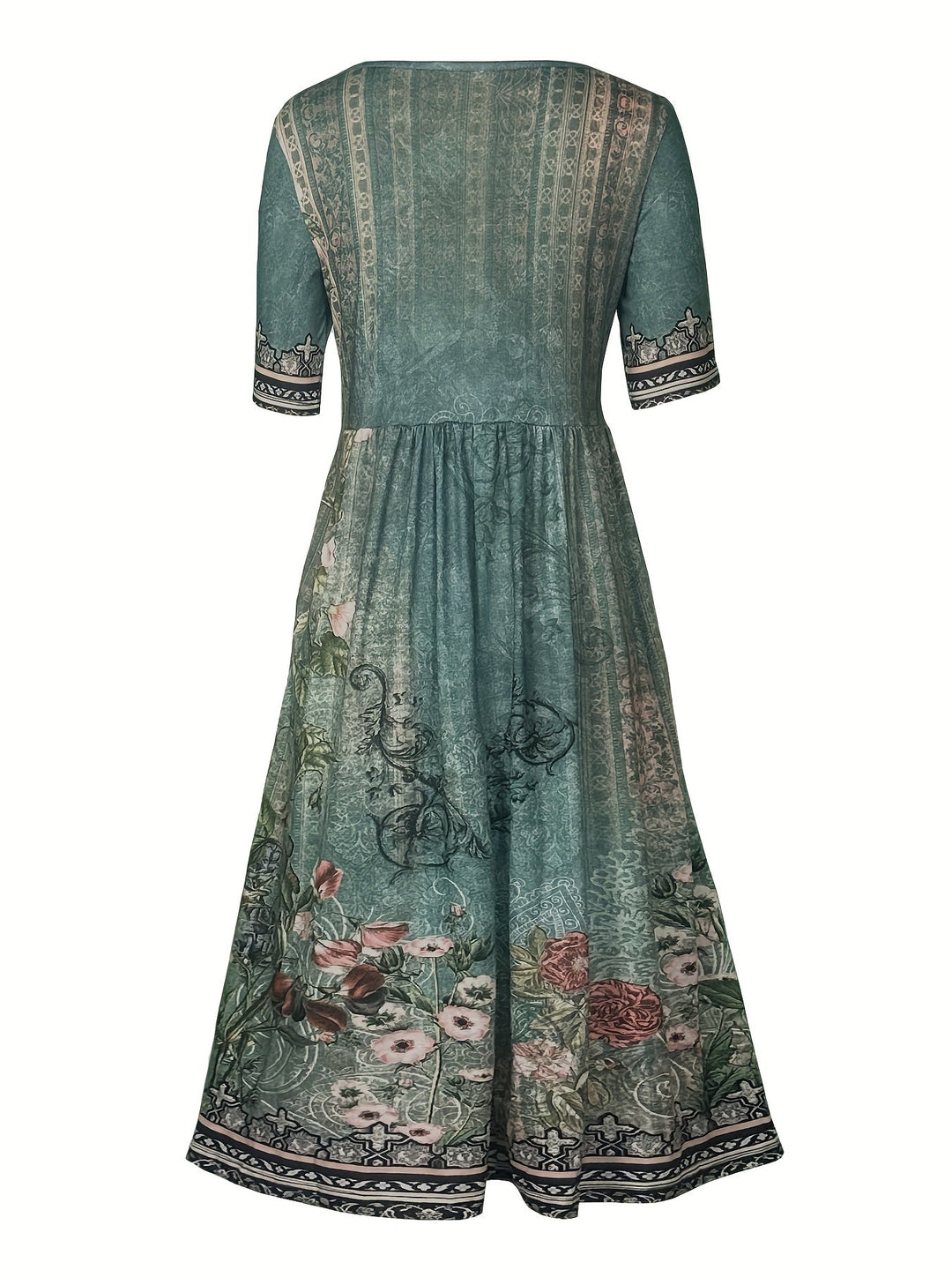 Jeeni - Rochie Cu Mâneci Scurte Si Smprimeu Floral