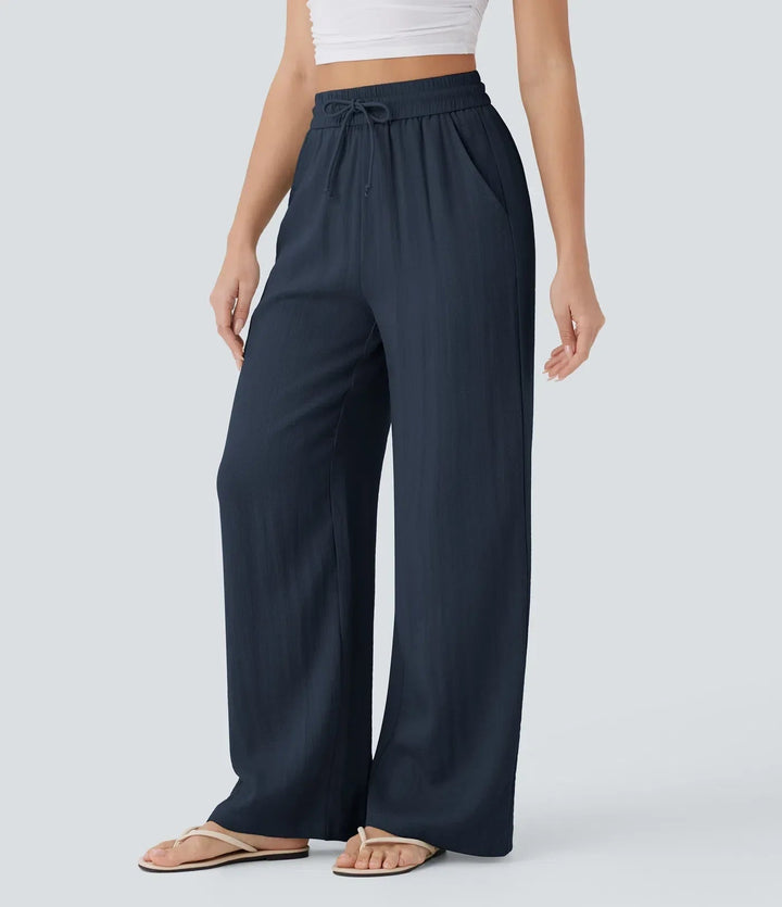 Zafeiria - Pantaloni Eleganți Din In