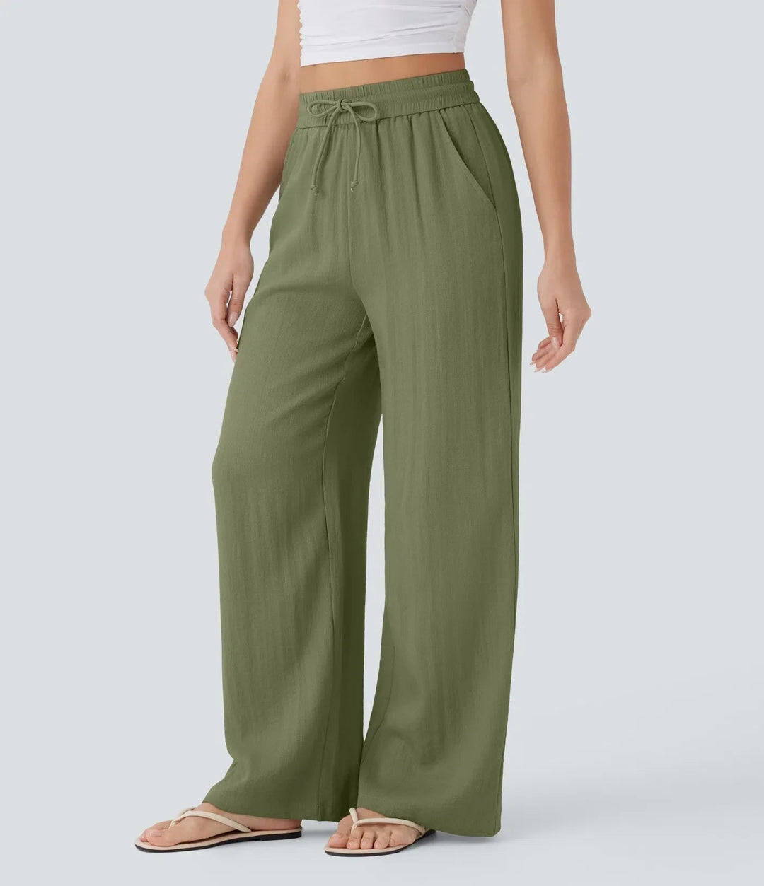 Zafeiria - Pantaloni Eleganți Din In