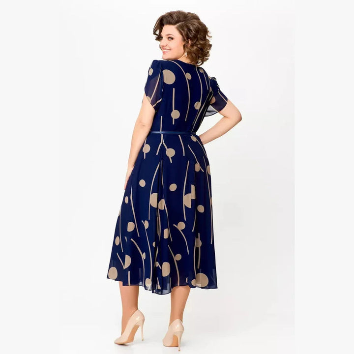 Nazeli - Rochie Midi Din Șifon Cu Imprimeu Cu Buline