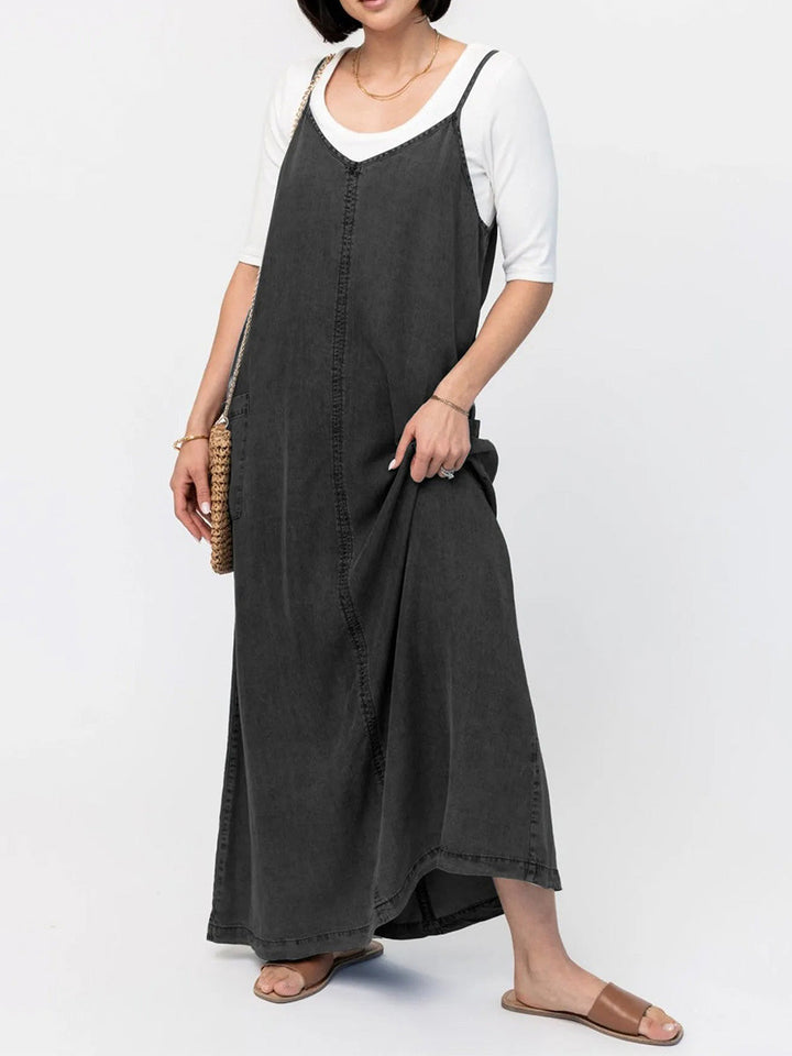 Éricaa - Croială Lejeră Denim Rochie Maxi