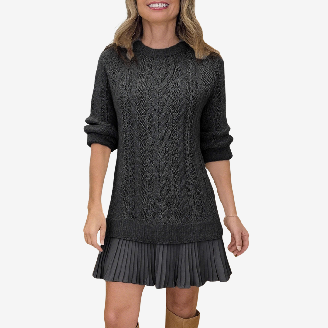 Zorina - Rochie Tricotată Cu Fstă Plisată