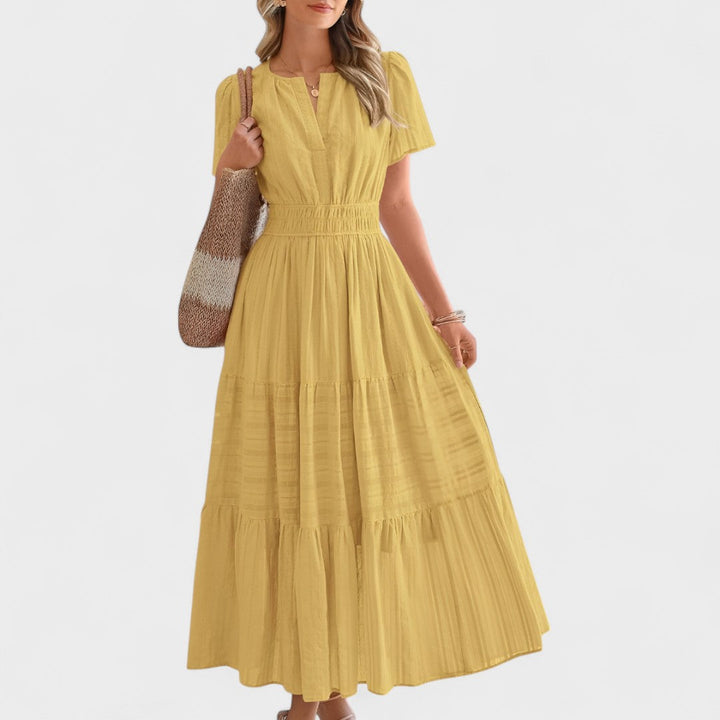 Maura - Vara Mânecă Scurtă Rochie Maxi