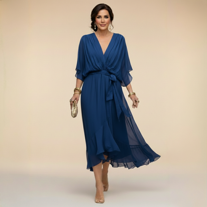 Harshani - Rochie Din Sifon cu Decolteu în V