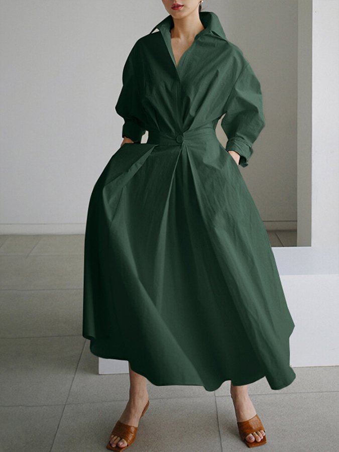 Priyanka - Rochie Maxi Elegantă Cu Mâneci Lungi