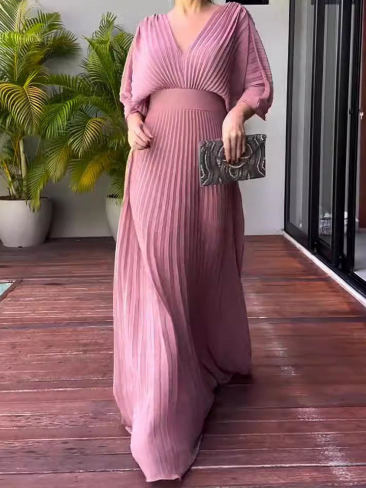 Valerija - Rochie lungă Plisată în Culori Vibrante